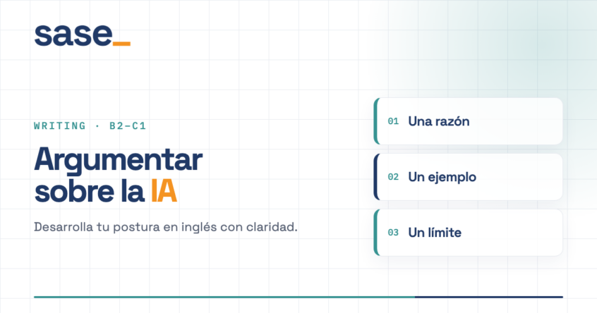 Portada SASE: argumentar sobre la IA en los estudios con una razón, un ejemplo y un límite.